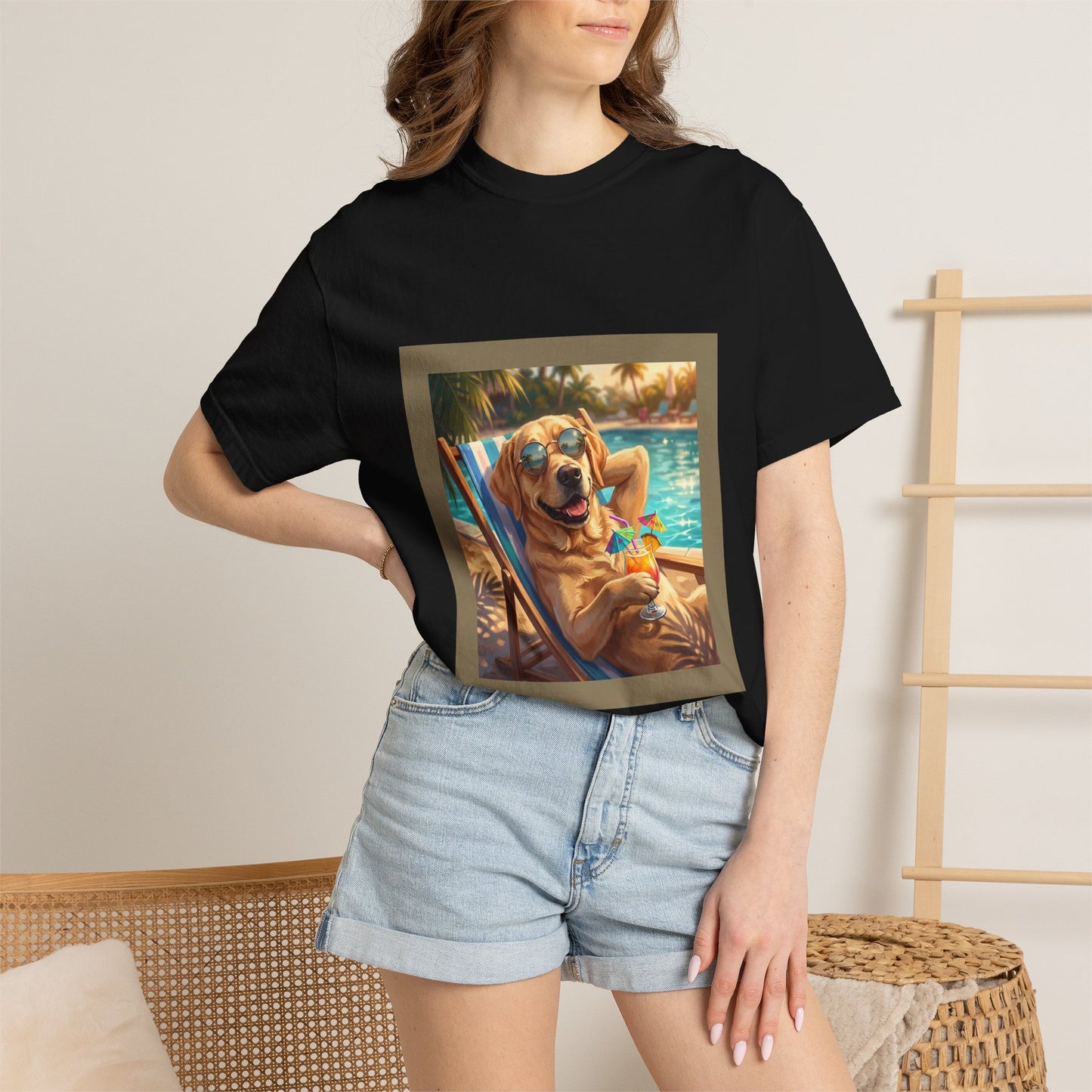 Labrador Poolside Tee | Funny Summer Dog Graphic Shirt