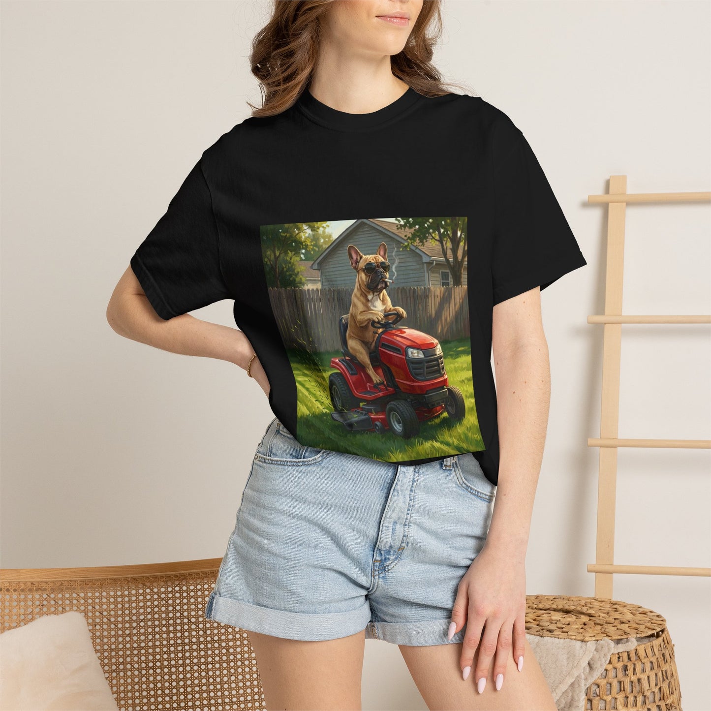 French Bulldog Lawn Mower Tee | Funny Spring Dog Graphic Shirt