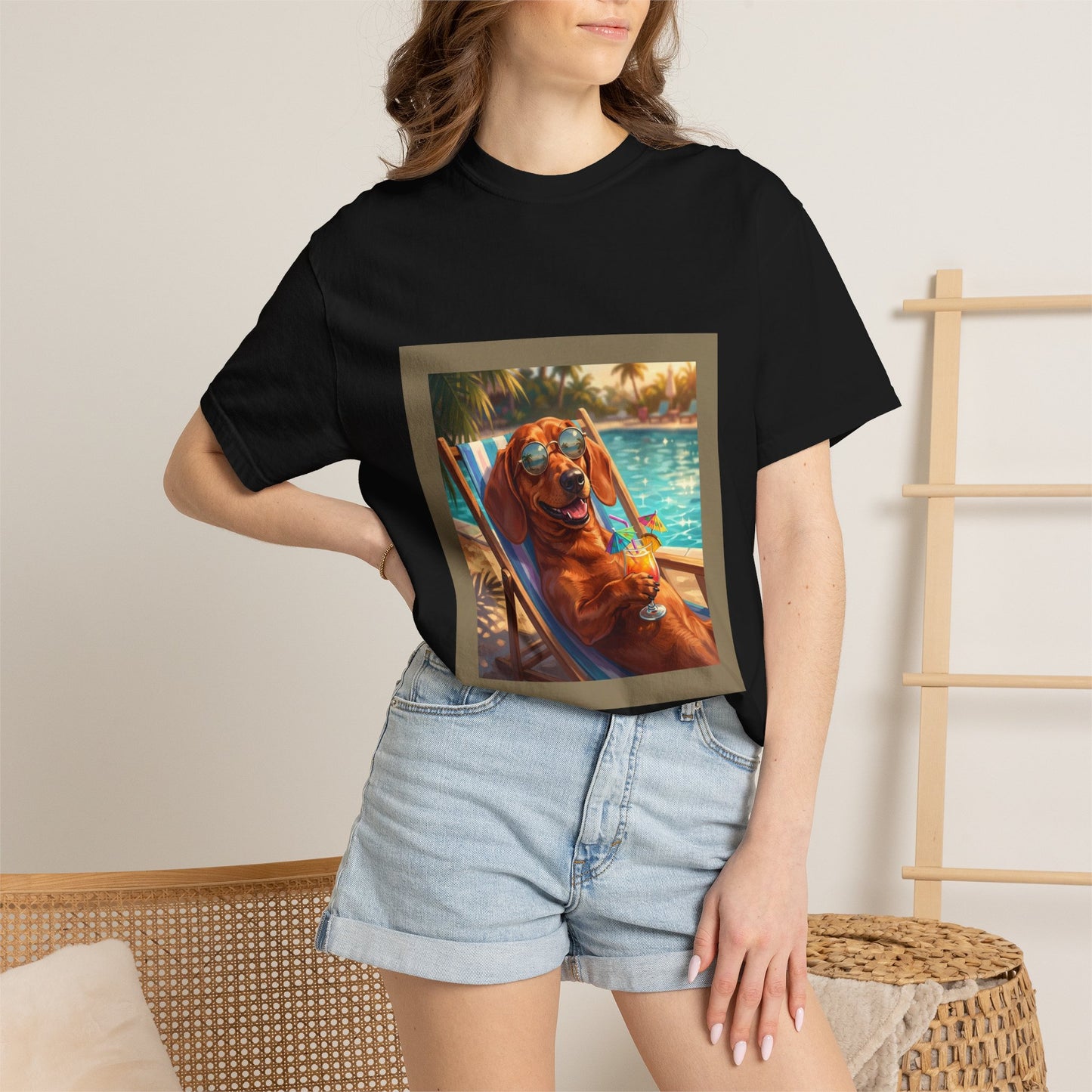Dachshund Poolside Tee | Funny Summer Dog Graphic Shirt
