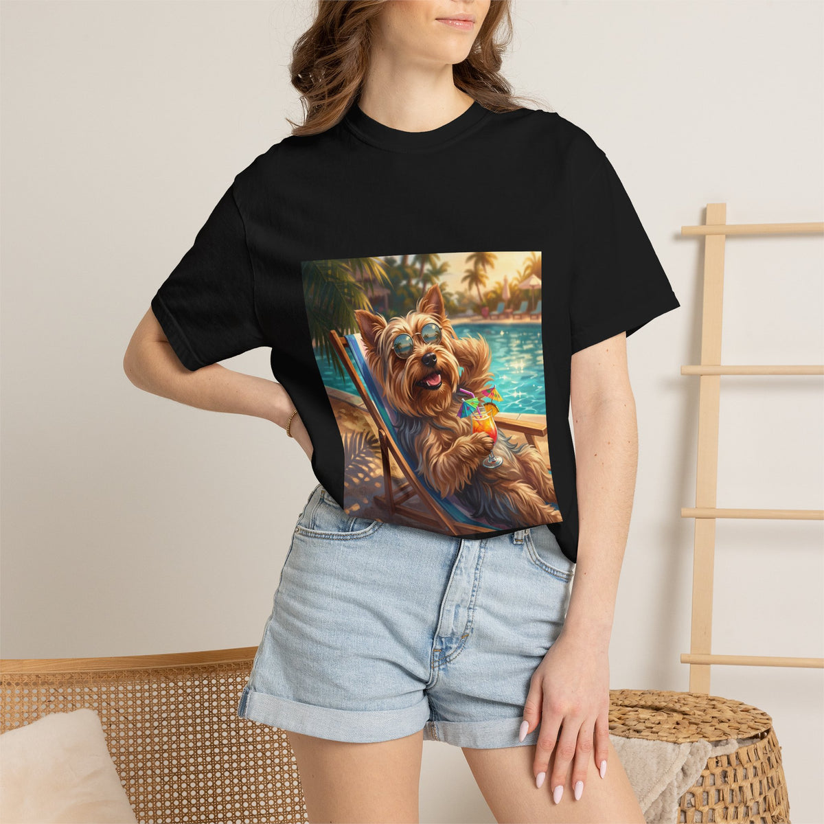 Yorkshire Terrier Poolside Tee | Funny Summer Dog Graphic Shirt