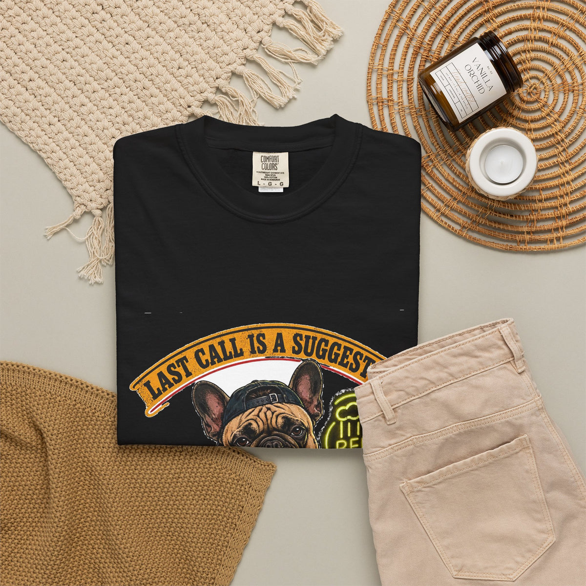 Last Call Larry French Bulldog Bar Tee