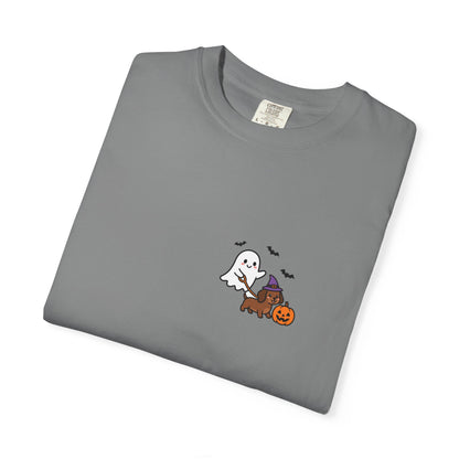 Ghost Walking Dog Pocket Tee | Cute Halloween Dog Shirt
