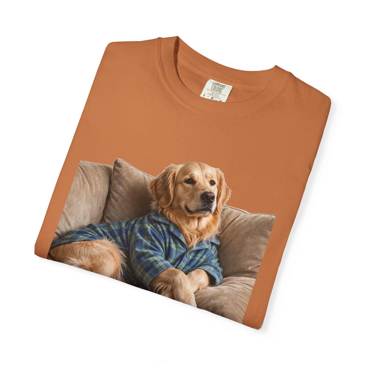 Golden Retriever He Sits Like He Pays Rent Tee | Funny Dog Shirt