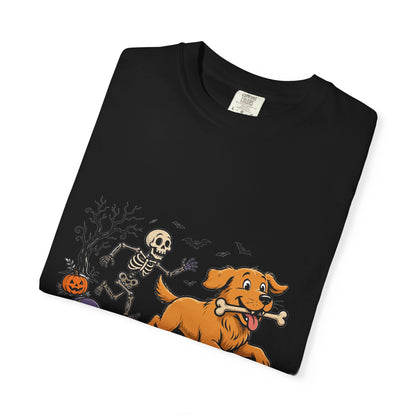 Golden Retriever Skeleton Halloween Tee | Funny Spooky Dog Shirt