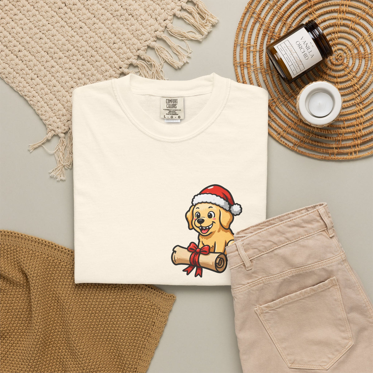 Naughty List Champion Golden Retriever Pocket Tee | Funny Christmas Dog Shirt