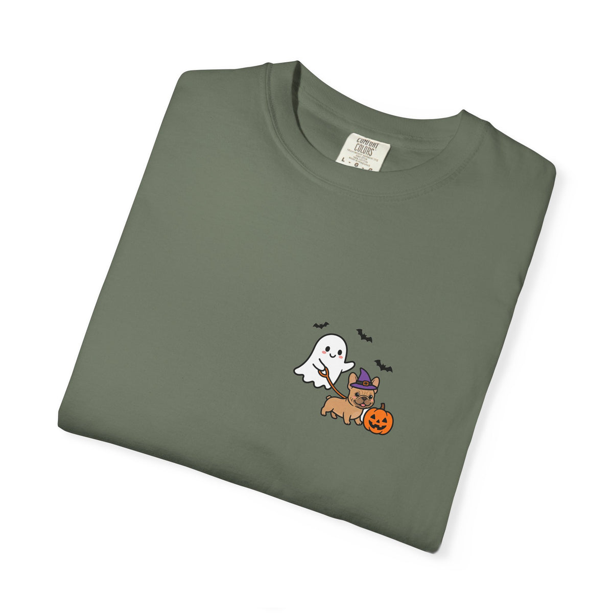 French Bulldog Ghost Walking Dog Pocket Tee Cute Halloween Dog Shirt