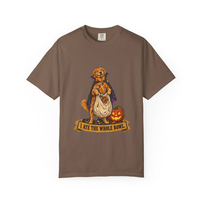 I Ate the Whole Bowl Golden Retriever Halloween Tee