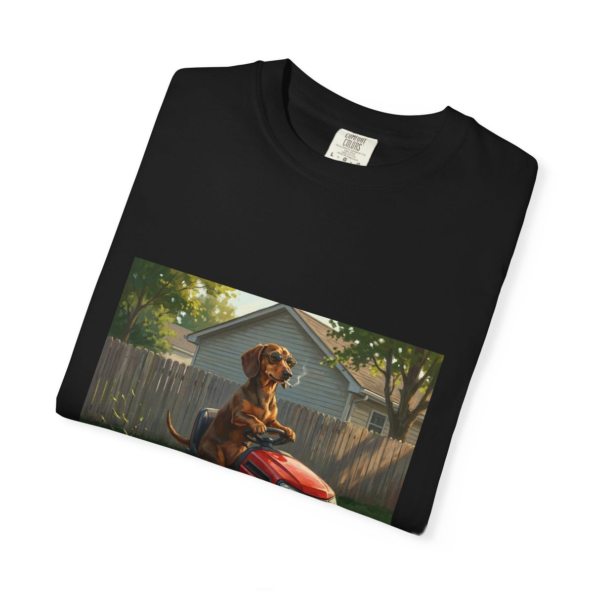 Dachshund Lawn Mower Tee | Funny Spring Dog Graphic Shirt