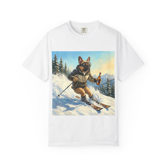 French Bulldog Skiing Tee – funny winter dog graphic t-shirt
