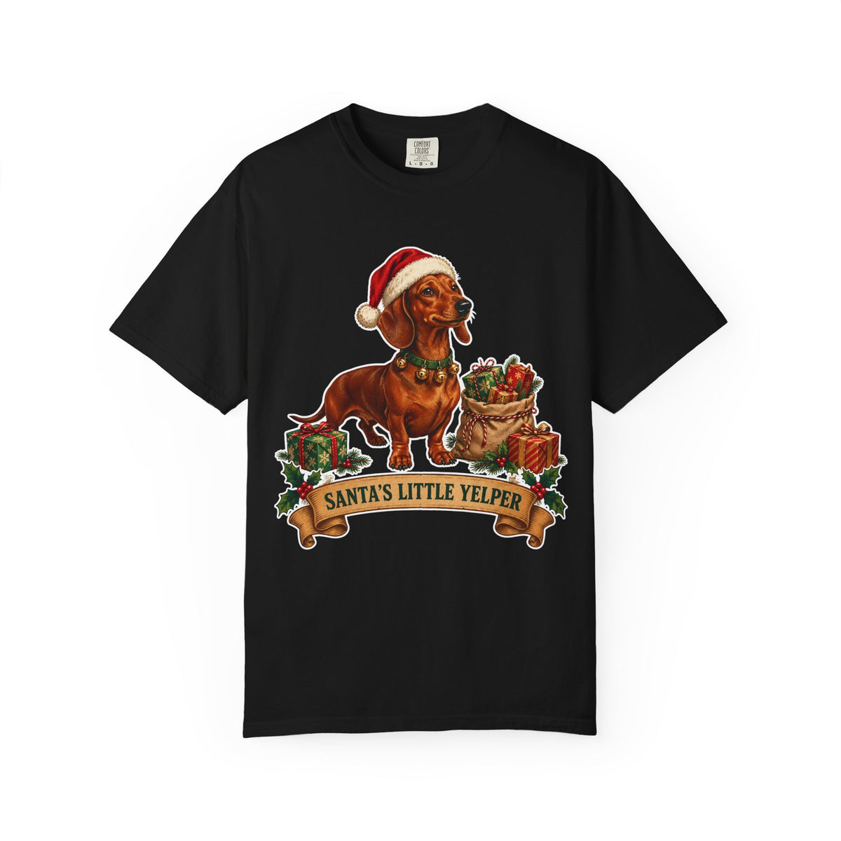 Santa's Little Yelper Dachshund Christmas Tee
