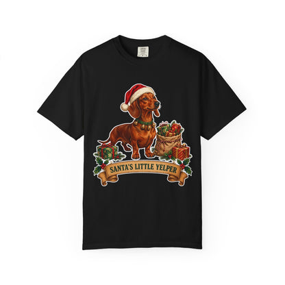 Santa's Little Yelper Dachshund Christmas Tee