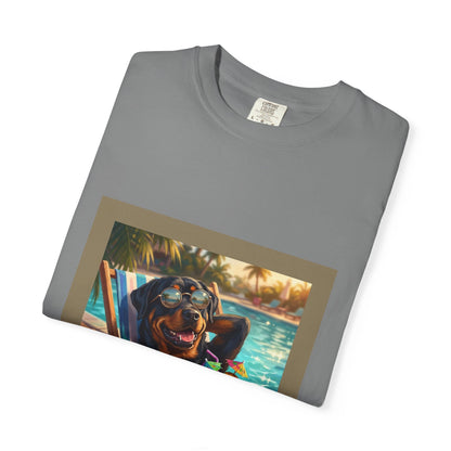 Rottweiler Poolside Tee | Funny Summer Dog Graphic Shirt