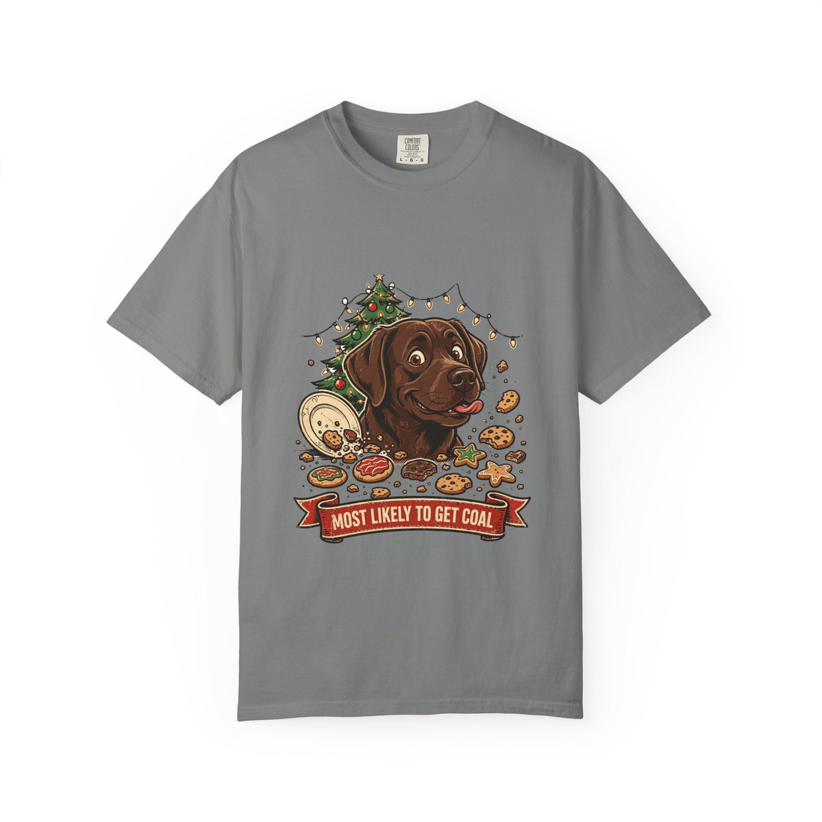 Labrador Retriever Most Likely To Get Coal Tee | Funny Christmas Dog Graphic Shirt