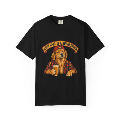 Last Call Larry Golden Retriever Bar Tee