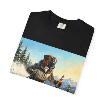 Boxer Skiing Tee | Funny Winter Dog Graphic Shirt