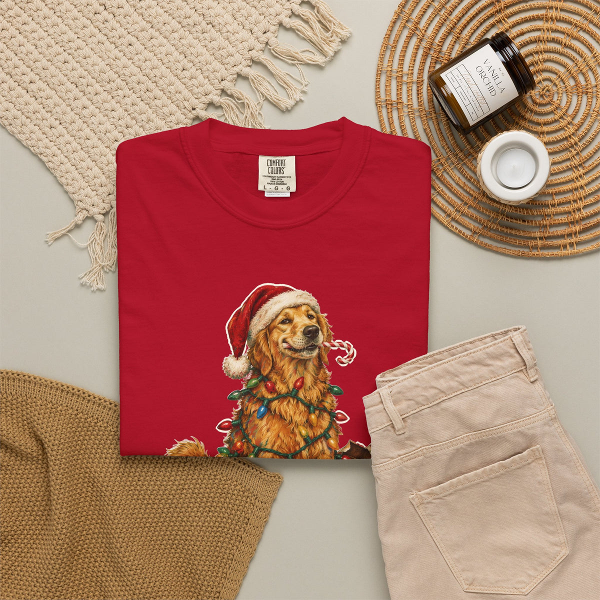 Naughty List Champion Golden Retriever Christmas Tee