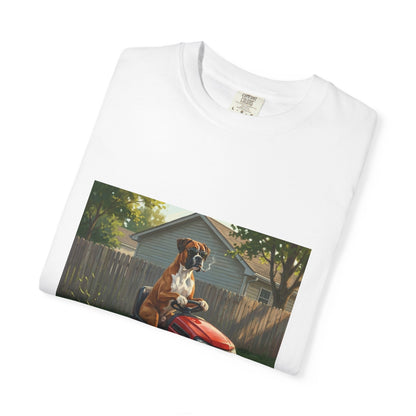 Boxer Lawn Mower Tee | Funny Spring Dog Graphic Shirt