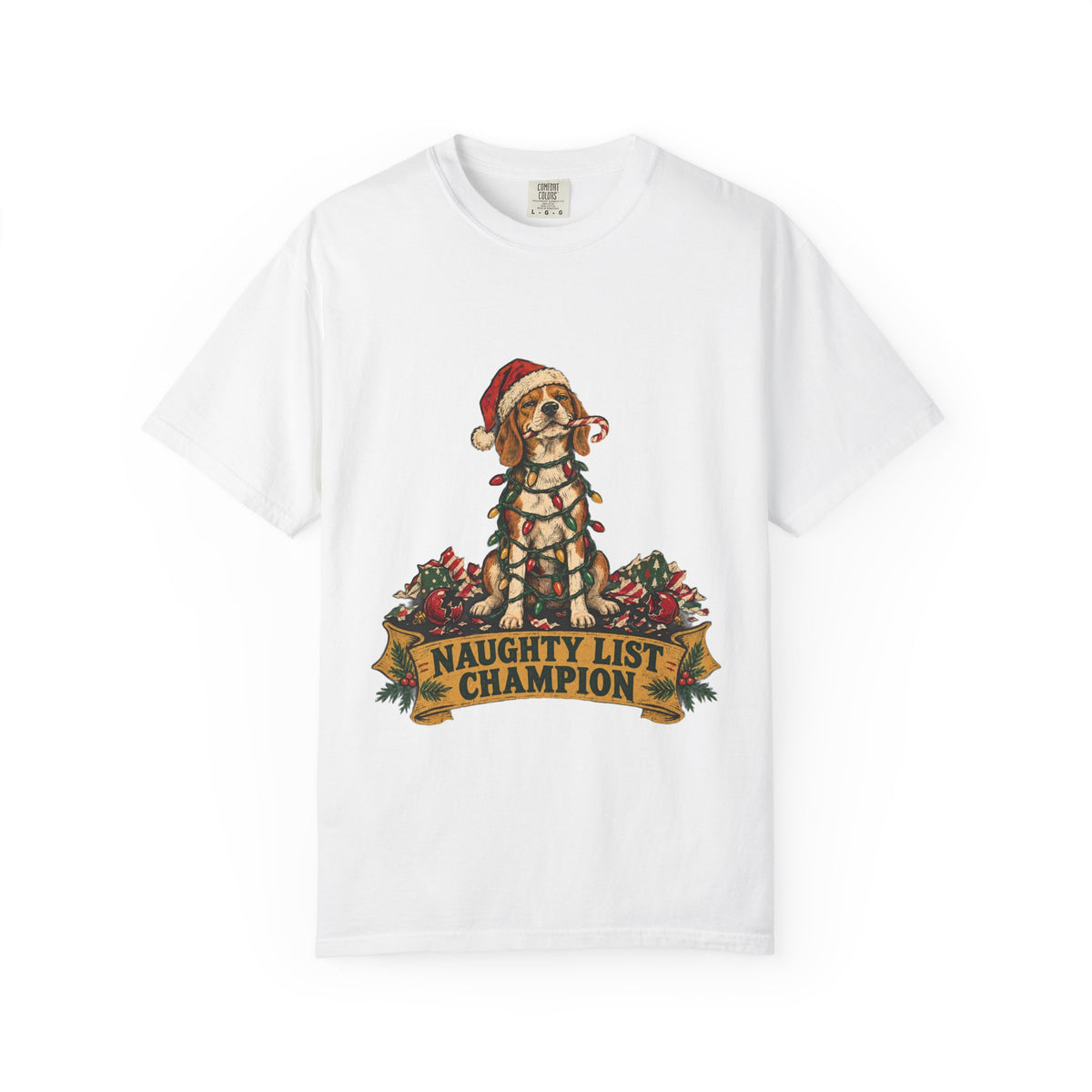 Naughty List Champion T-Shirt — Funny Christmas Dog Holiday Tee