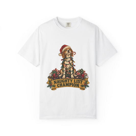 Naughty List Champion T-Shirt — Funny Christmas Dog Holiday Tee