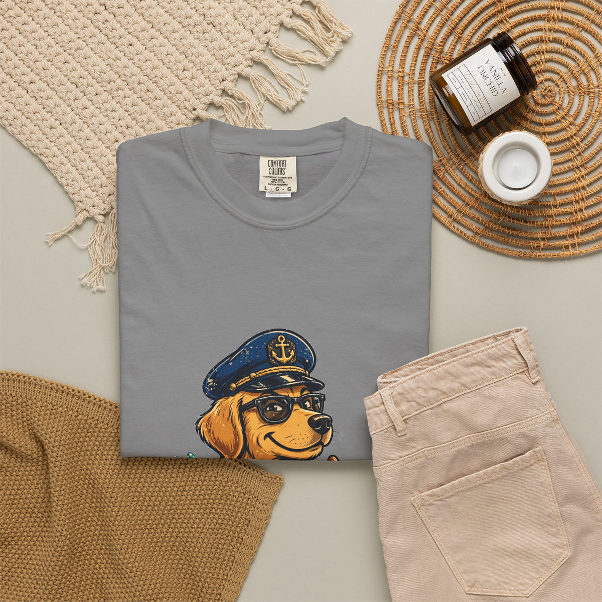 Golden Retriever Boat Captain Tee | Funny Summer Dog Graphic Shirt