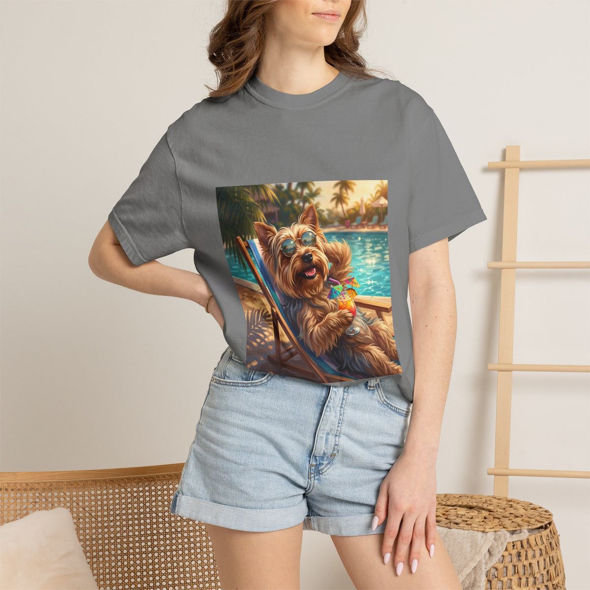 Yorkshire Terrier Poolside Tee | Funny Summer Dog Graphic Shirt