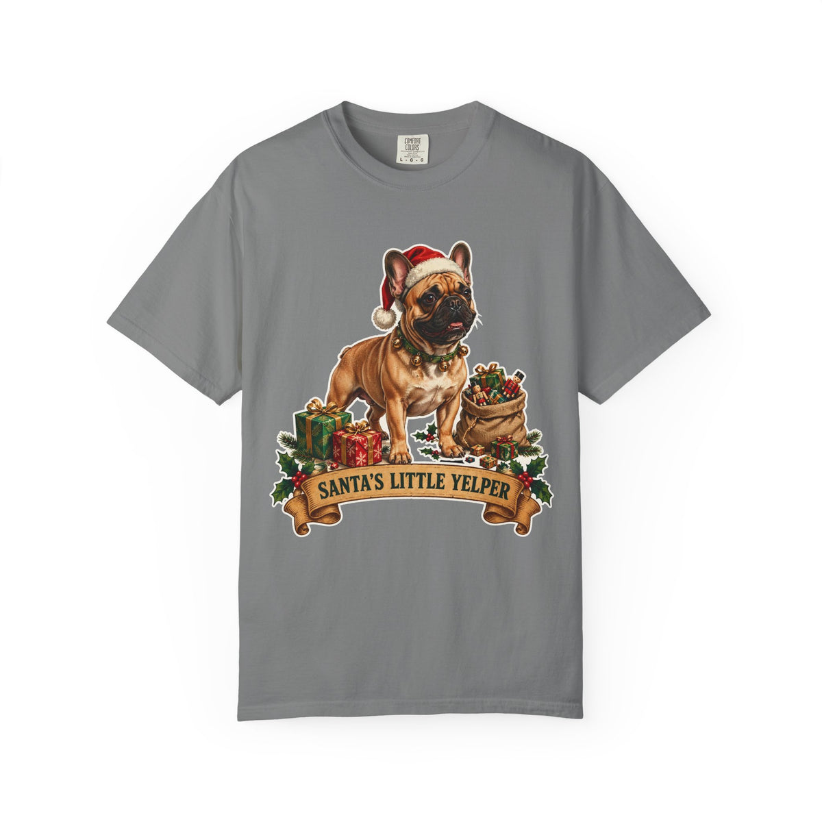 Santa's Little Yelper French Bulldog Christmas Tee