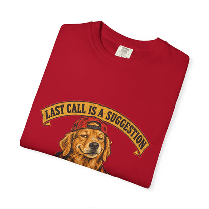 Last Call Larry Golden Retriever Bar Tee
