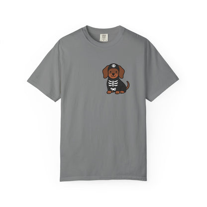 Dachshund Skeleton Halloween Pocket Tee | Cute Spooky Dog Shirt
