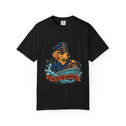 Golden Retriever Boat Captain Tee | Funny Summer Dog Graphic Shirt