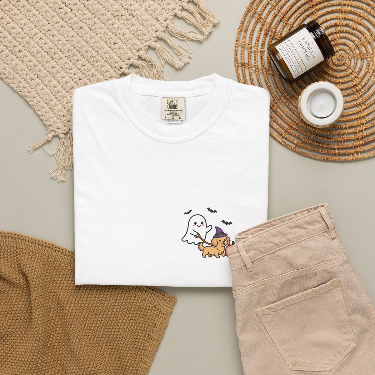 Golden Retriever Ghost Walking Dog Pocket Tee Cute Halloween Dog Shirt