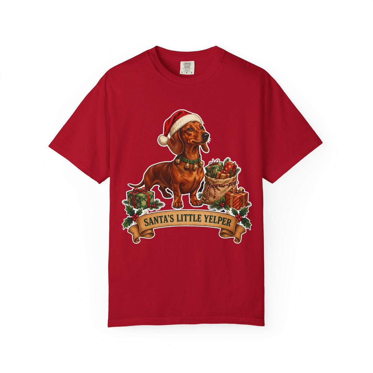 Santa's Little Yelper Dachshund Christmas Tee