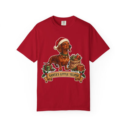 Santa's Little Yelper Dachshund Christmas Tee