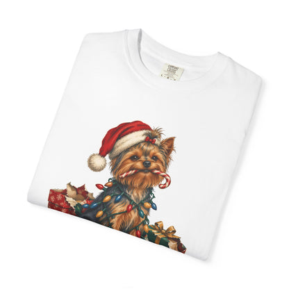 Naughty List Champion Yorkshire Terrier Christmas Tee