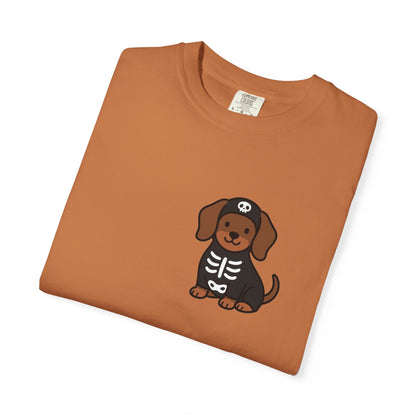 Dachshund Skeleton Halloween Pocket Tee | Cute Spooky Dog Shirt