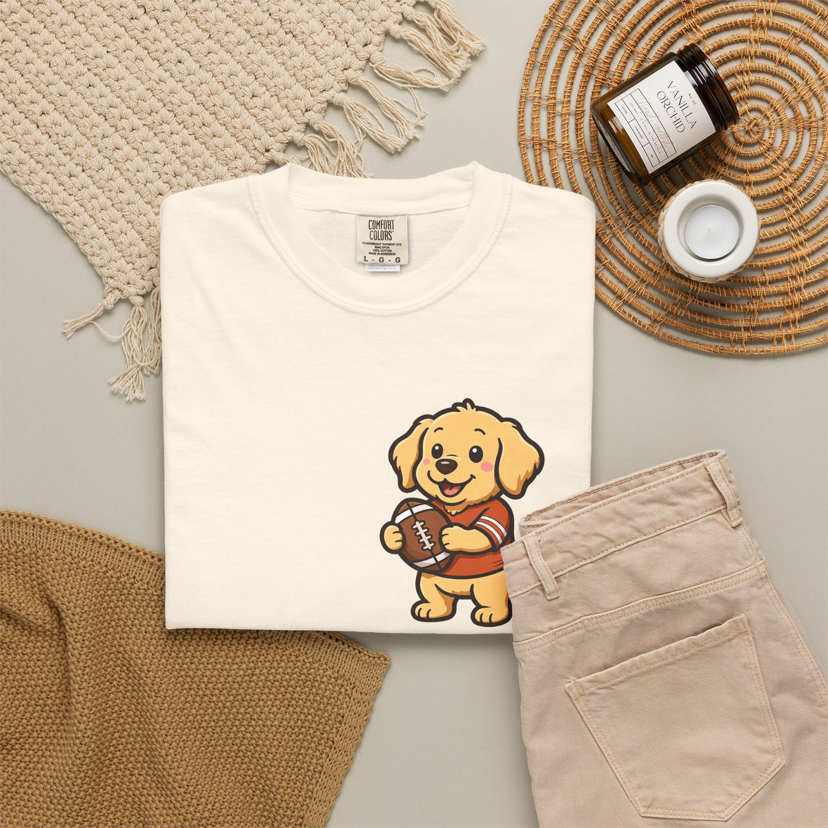 Golden Retriever Tailgate Pocket Tee | Funny Fall Football Dog Shirt