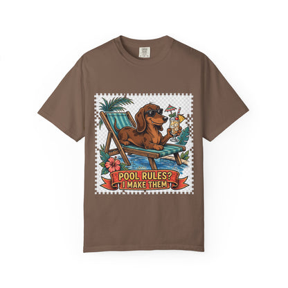 Dachshund Pool Rules Tee | Funny Summer Dog Graphic Shirt