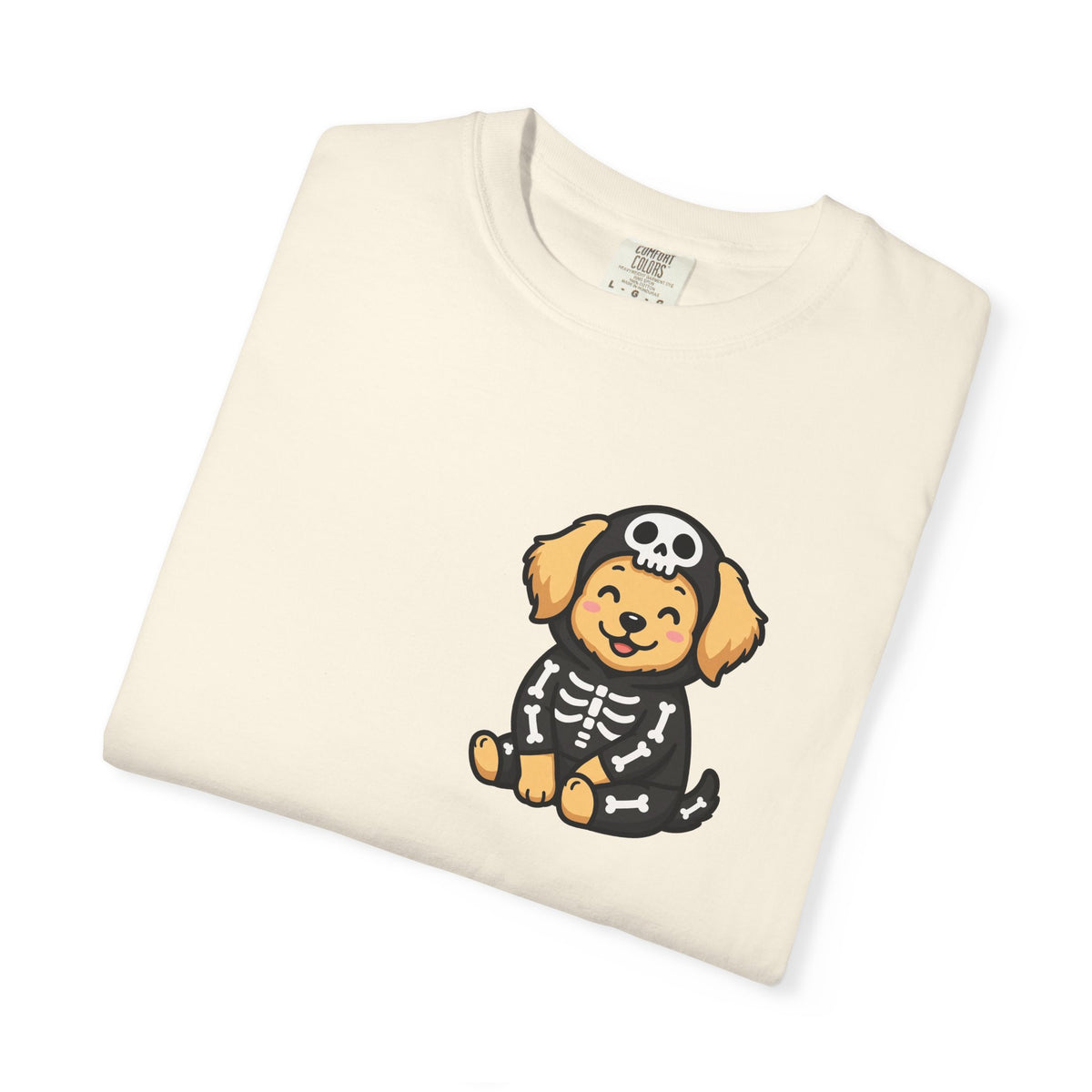 Golden Retriever Skeleton Halloween Pocket Tee | Cute Spooky Dog Shirt