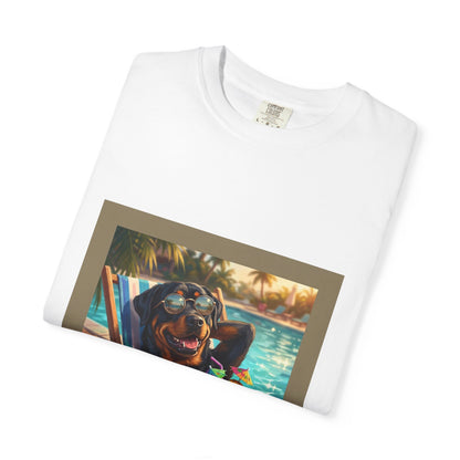 Rottweiler Poolside Tee | Funny Summer Dog Graphic Shirt