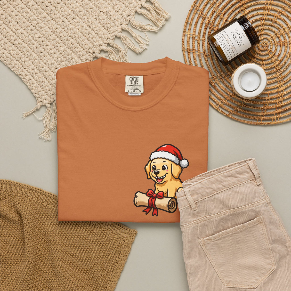 Naughty List Champion Golden Retriever Pocket Tee | Funny Christmas Dog Shirt