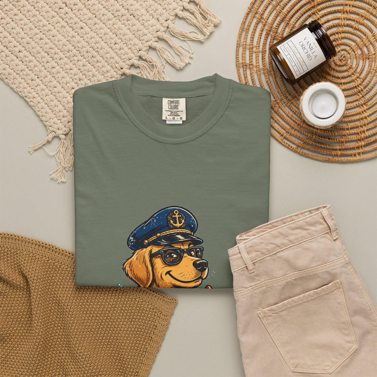 Golden Retriever Boat Captain Tee | Funny Summer Dog Graphic Shirt