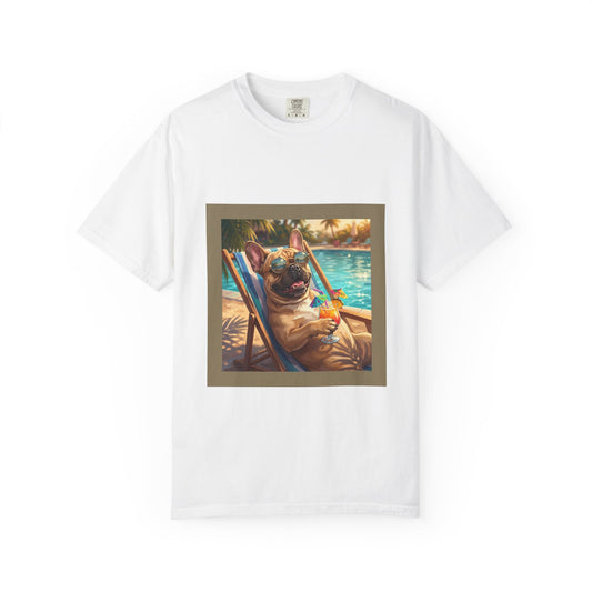 French Bulldog Poolside Tee – funny summer dog graphic t-shirt