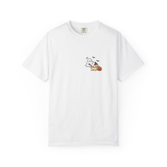 Goldendoodle Ghost Walking Dog Pocket Tee Cute Halloween Dog Shirt