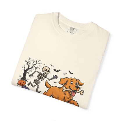 Golden Retriever Skeleton Halloween Tee | Funny Spooky Dog Shirt