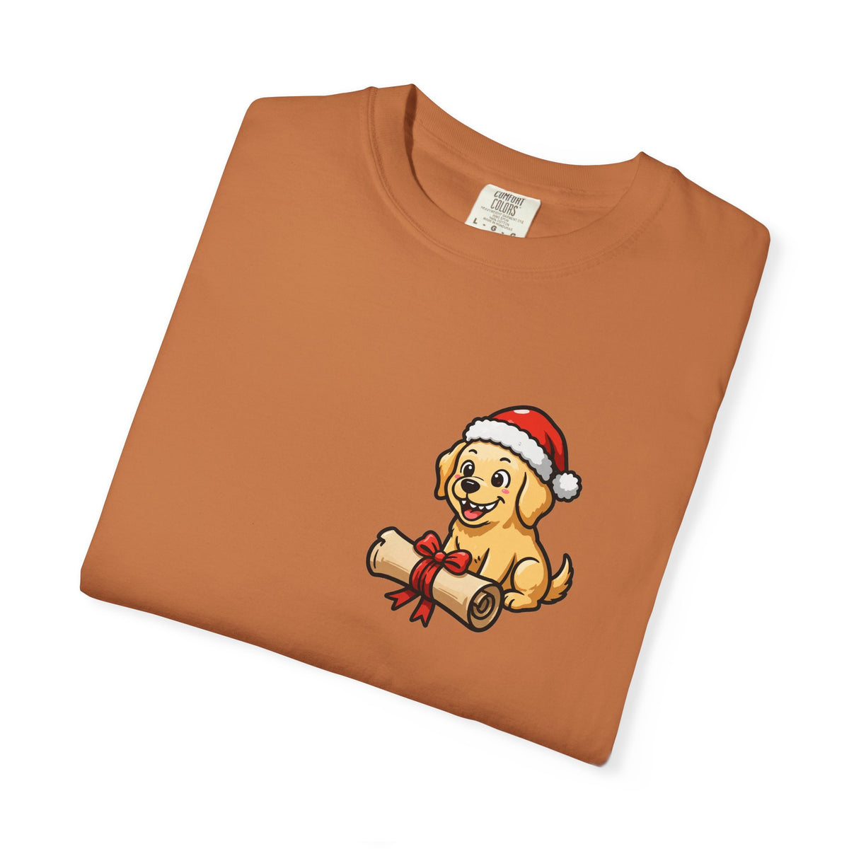 Naughty List Champion Golden Retriever Pocket Tee | Funny Christmas Dog Shirt