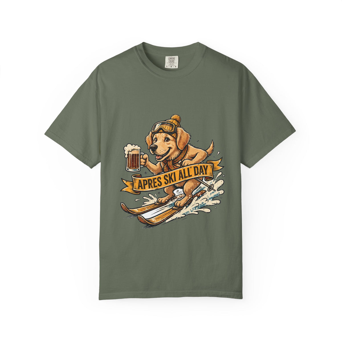 Golden Retriever Apres Ski Tee | Funny Winter Dog Graphic Shirt