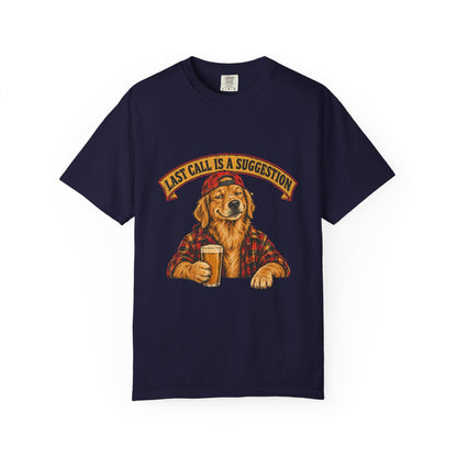 Last Call Larry Golden Retriever Bar Tee