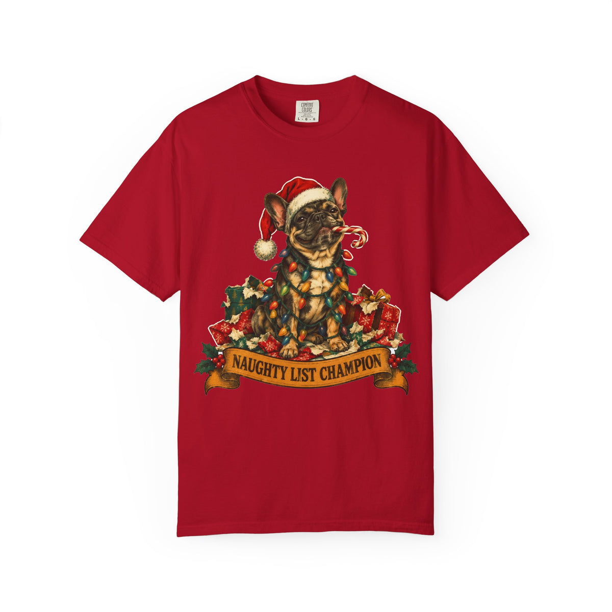 Naughty List Champion French Bulldog Christmas Tee