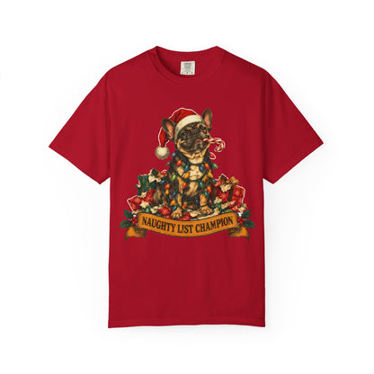 Naughty List Champion French Bulldog Christmas Tee
