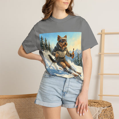 Yorkshire Terrier Skiing Tee | Funny Winter Dog Graphic Shirt
