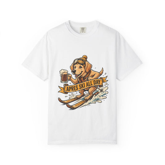 Golden Retriever Apres Ski Tee | Funny Winter Dog Graphic Shirt